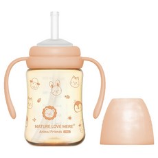 NATURE LOVE MERE 幼兒用動物朋友PPSU吸管杯, 210ml, 1個, 純淨粉