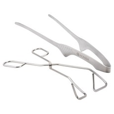 노뉴 캠핑주방 스테인리스 가위형 집게 + 핀셋형 요리집게 세트, 실버, 1세트