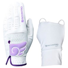 INCONTRO 半羊皮天使翼貼合左手用高爾夫手套 + 手背袖套組, 1組, 淺紫色