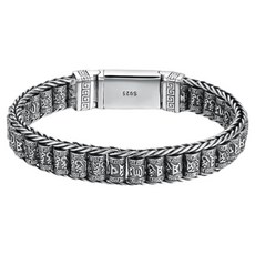 Eopik 六字真言 全體 唵嘛呢叭咪吽 手鍊 手腕 22cm x 手鍊寬 1.5cm, 1個, 混合色