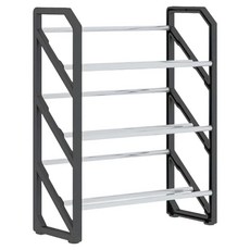 J.HOME 斜式階梯式簡易安裝鞋架收納架, 黑色, 1個