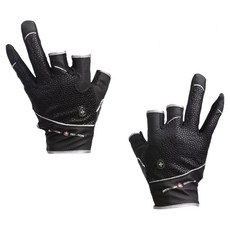 MONCROSS SWITZERLAND 3指切Coolskin釣魚手套 雙手穿戴組 GFB-301B, 1套, 黑色+銀色