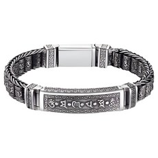 Apick 六字真言 唵嘛呢叭咪吽 佛教手鍊 手腕 20cm x 手鍊寬 1.5cm, 1個, 混合色