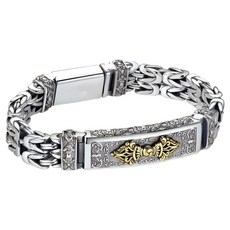 Apick 金剛杵六字真言 唵嘛呢叭咪吽 手鍊 手腕 18cm x 手鍊寬 1.5cm, 1個, 混合色