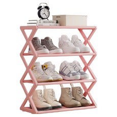 Pavorabo DIY鞋架 鞋櫃 42 x 49.5 x 18.5 cm, 4層, 粉紅色