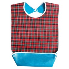 굿썸 효도하는 성인 방수 턱받이 M, 레드 체크 포켓 폴딩, 1개