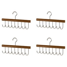 Omattang 現代木質多用途掛鉤收納架, 4個, 胡桃木