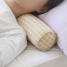 BELLELIFE With 低款毛巾布料熟睡枕 格紋, 黃色, 1個