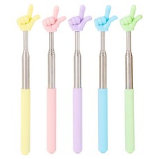 퍼줌 5단 손가락 지시봉 5종 세트, 노랑, 연분홍, 연보라, 하늘, 연두, 1세트