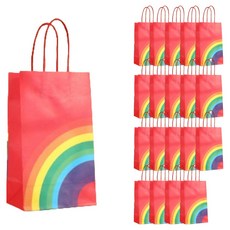 Mamiru彩虹迷你牛皮紙禮物購物袋, 紅色, 20個