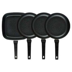 퀸센스 디너 후라이팬 세트 4개, 브라운, 사각팬 27cm + 후라이팬 24cm(3p), 1세트