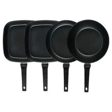 퀸센스 디너 후라이팬 세트 4개, 브라운, 사각팬 27cm(2p) + 후라이팬 28cm + 궁중팬 28cm, 1세트