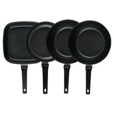 퀸센스 디너 후라이팬 세트 4개, 브라운, 사각팬 27cm + 후라이팬 24cm + 궁중팬 28cm(2p), 1세트