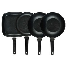 퀸센스 디너 후라이팬 세트 4개, 브라운, 사각팬 27cm + 후라이팬 24cm + 궁중팬 24cm(2p), 1세트