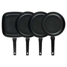 퀸센스 디너 후라이팬 세트 4개, 브라운, 사각팬 27cm + 후라이팬 28cm(2p) + 후라이팬 24cm, 1세트