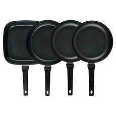 퀸센스 디너 후라이팬 세트 4개, 브라운, 사각팬 27cm + 후라이팬 28cm + 후라이팬 24cm(2p), 1세트