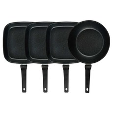 퀸센스 디너 후라이팬 세트 4개, 브라운, 사각팬 27cm(3p) + 궁중팬 28cm, 1세트