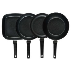 퀸센스 디너 후라이팬 세트 4개, 브라운, 사각팬 27cm + 후라이팬 28cm + 후라이팬 24cm + 궁중팬 28cm, 1세트