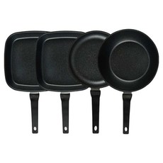 퀸센스 디너 후라이팬 세트 4개, 브라운, 사각팬 27cm(2p) + 후라이팬 24cm + 궁중팬 28cm, 1세트