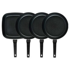 퀸센스 디너 후라이팬 세트 4개, 브라운, 사각팬 27cm + 후라이팬 28cm(3p), 1세트