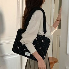 메이첼 패브릭 다이아 퀼팅 큐트 리본 노트북 가방 10552