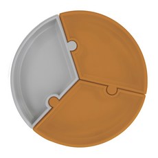 MiNiKOiOi 防滑矽膠拼圖餐盤, 焦糖棕, 1個