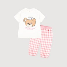 milkmile 兒童透氣海洋熊格紋上下裝套組