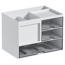 하태스몰 정리정돈된 데스크정리함 콤비 수납, 화이트, 1개