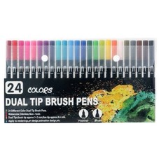 Bauon 水溶性彩色軟毛筆套組, 1套, 24色