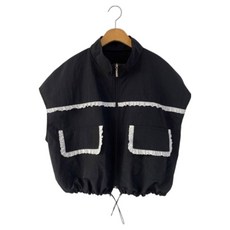 時尚黑 Churuo 蕾絲 口袋 尼龍 防風 背心 cpvt1358k54