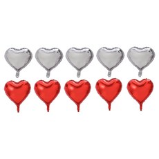 Erob Sanghoe 漂亮愛心氣球 33~35cm 2款 x 5入組, 1套, 紅色, 銀色