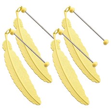 세컨드베스트 포인트 깃털 팬던트 책갈피, 옐로우, 4개