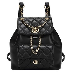 Bibiemoo女款Russeul Coco鑲鑽絎縫單口袋鏈條後背包 10500, 黑色