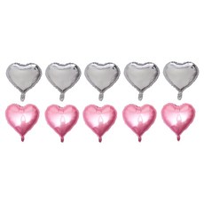 Erob Sanghoe 漂亮愛心氣球 33~35cm 2款 x 5入組, 1套, 粉紅色, 銀色