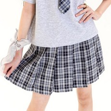 applepink 青少年蝴蝶鏈條裝飾格紋百褶裙 U361