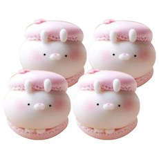 Lucy Market 馬卡龍甜點 DIY材料 粉紅兔子 20mm, 4個