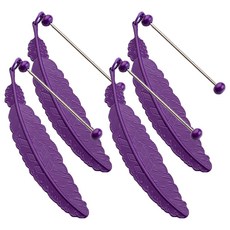 세컨드베스트 포인트 깃털 팬던트 책갈피, 딥퍼플, 4개