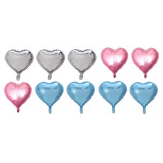 Iropsanghoe 漂亮愛心氣球 33~35cm 粉紅色 3入 + 銀色 3入 + 淺藍色 4入 組合, 粉紅色, 銀色, 淺藍色, 1套