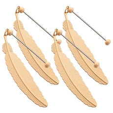 세컨드베스트 포인트 깃털 팬던트 책갈피, 베이지, 4개