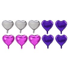 Erop Sanghoe 漂亮愛心氣球 33~35cm 玫瑰 3入 + 銀色 3入 + 紫色 4入 套組, 玫瑰, 銀色, 紫色, 1套
