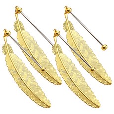 세컨드베스트 포인트 깃털 팬던트 책갈피, 골드, 4개