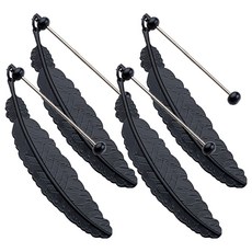 세컨드베스트 포인트 깃털 팬던트 책갈피, 블랙, 4개