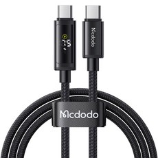 Mcdodo 麥多多 Type-C轉Type-C 雙資訊顯示 PD 快速充電線, 黑色, 1.2m, 1個