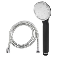 DAELIM BATH 單功能蓮蓬頭 + 金屬軟管 2m 套組, 霧面黑色(蓮蓬頭), 銀色(軟管), 1套