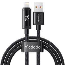Mcdodo 麥多多 Type-A-Apple 8-pin 雙資訊顯示高速充電線, 1個, 黑色, 1.2m