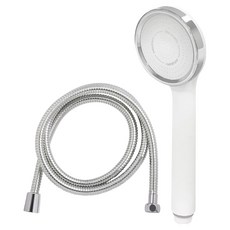 DAELIM BATH 單功能蓮蓬頭 + 金屬軟管 2m 套組, 霧面白色(蓮蓬頭), 銀色(軟管), 1個