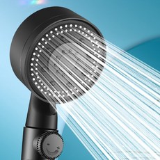 超強力水柱5段渦輪蓮蓬頭 1.5m, 黑色, 1個