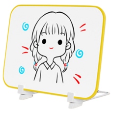 Kania 每日備忘板 黃色框架雙面立式白板, 塑膠軟邊框