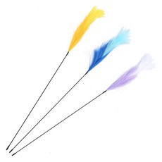 둥둥펫 고양이 장난감 나풀나풀 롱스틱 낚시대 3종 세트, 퍼플, 블루, 옐로우, 1세트