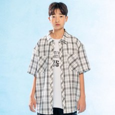 JCB 男童寬鬆版短袖格紋襯衫 U301